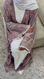 Kimono Pashmina Perlée Rose et bleu