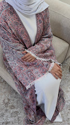 Kimono Pashmina Perlée Rose et bleu